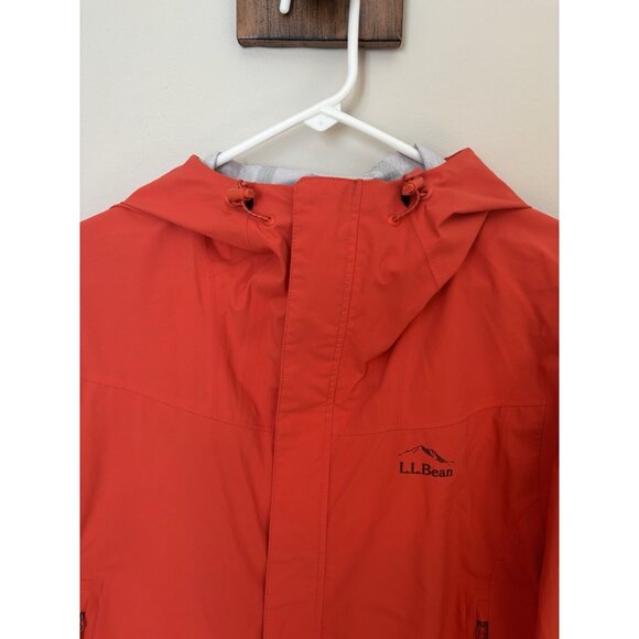 LL Bean Mens Size Large Tek Hooded Water Wind Resistant Full Zip Orange - Picture 2 of 7